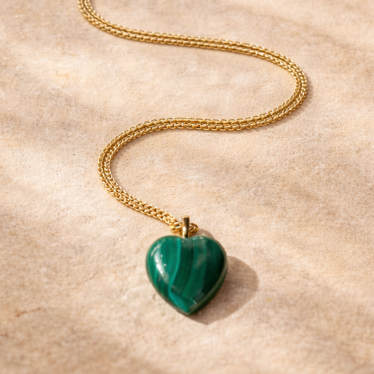 Malachite Devotion Necklace on 16K Gold Filled Chain