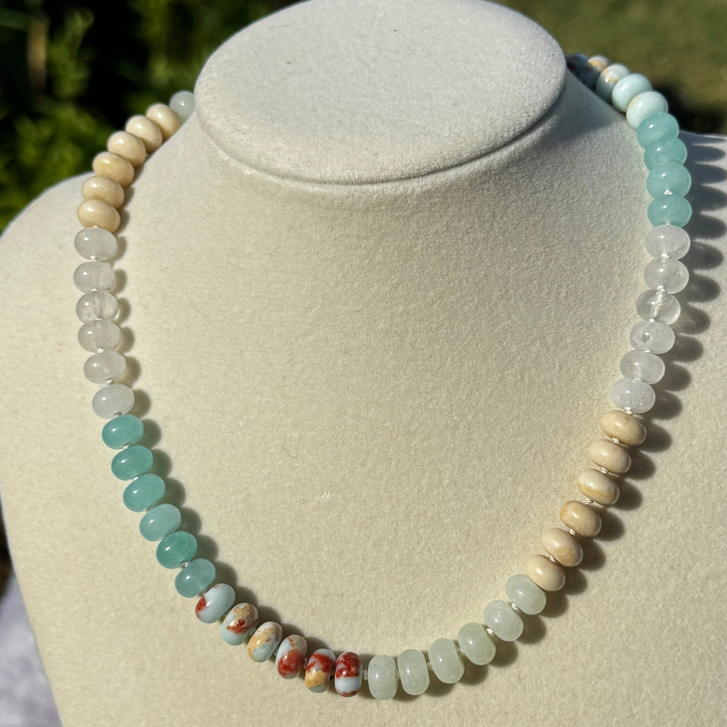 Tidal Flow Multi Gemstone Silk Knotted Beaded Necklace