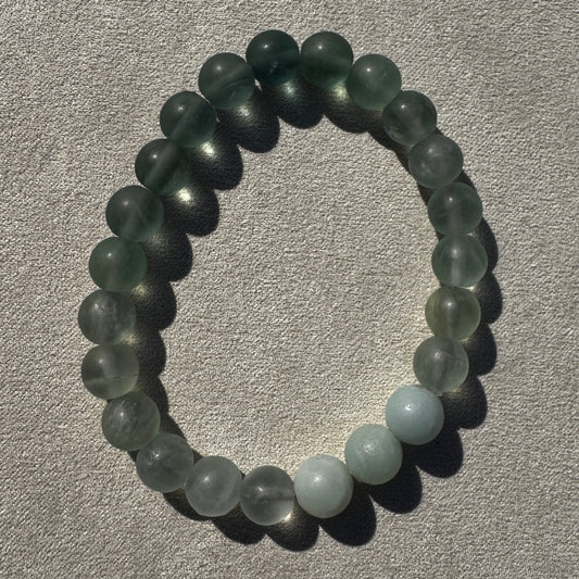 Sparkling Sea Smooth Stone Stretch Bracelets