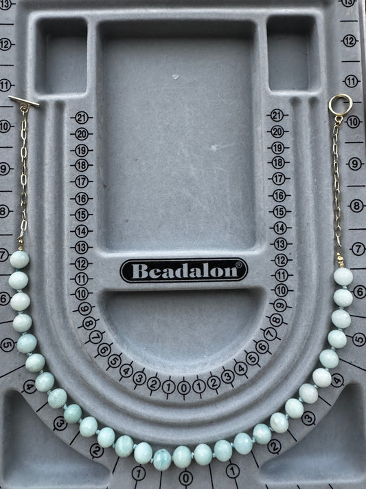 Lagoon Luminance Brazilian Amazonite Silk Knotted Beaded Necklace