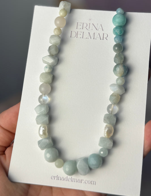 Pick-your-palette gemstone wire strung necklace with gold-filled closure