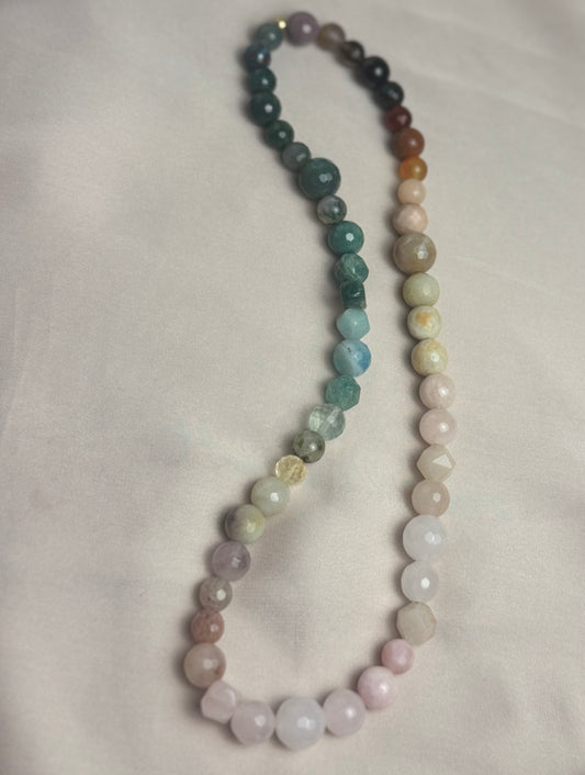 Colorful ombré gemstone stretch necklace