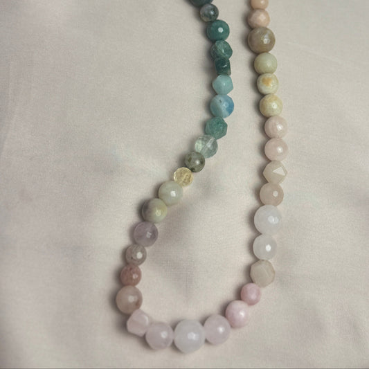 Rainbow ombré gemstone stretch necklace