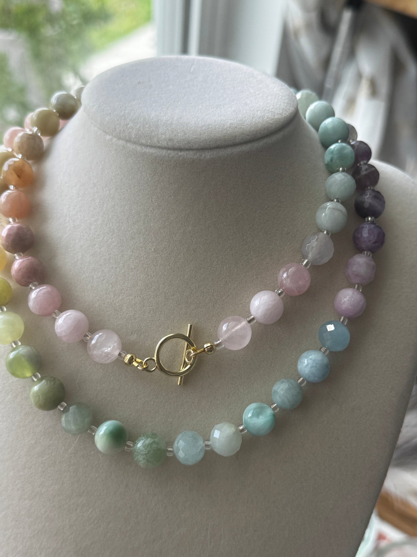 Made-to-order gemstone wire strung necklace with gold-filled closure 18 inches