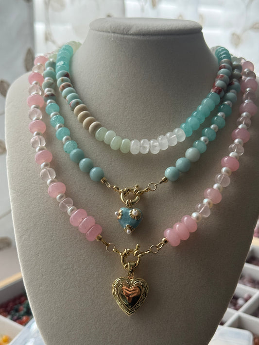 Darling Multi-Gemstone Beaded Necklace: Rose Quartz Edition