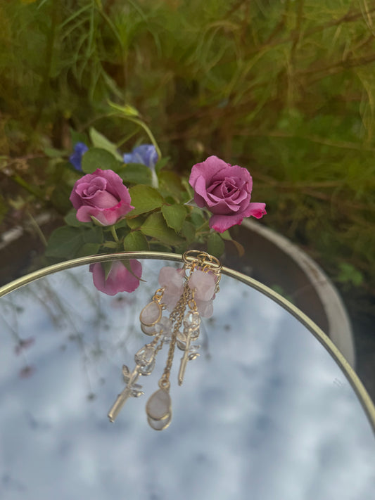 Love story rose dangle earrings