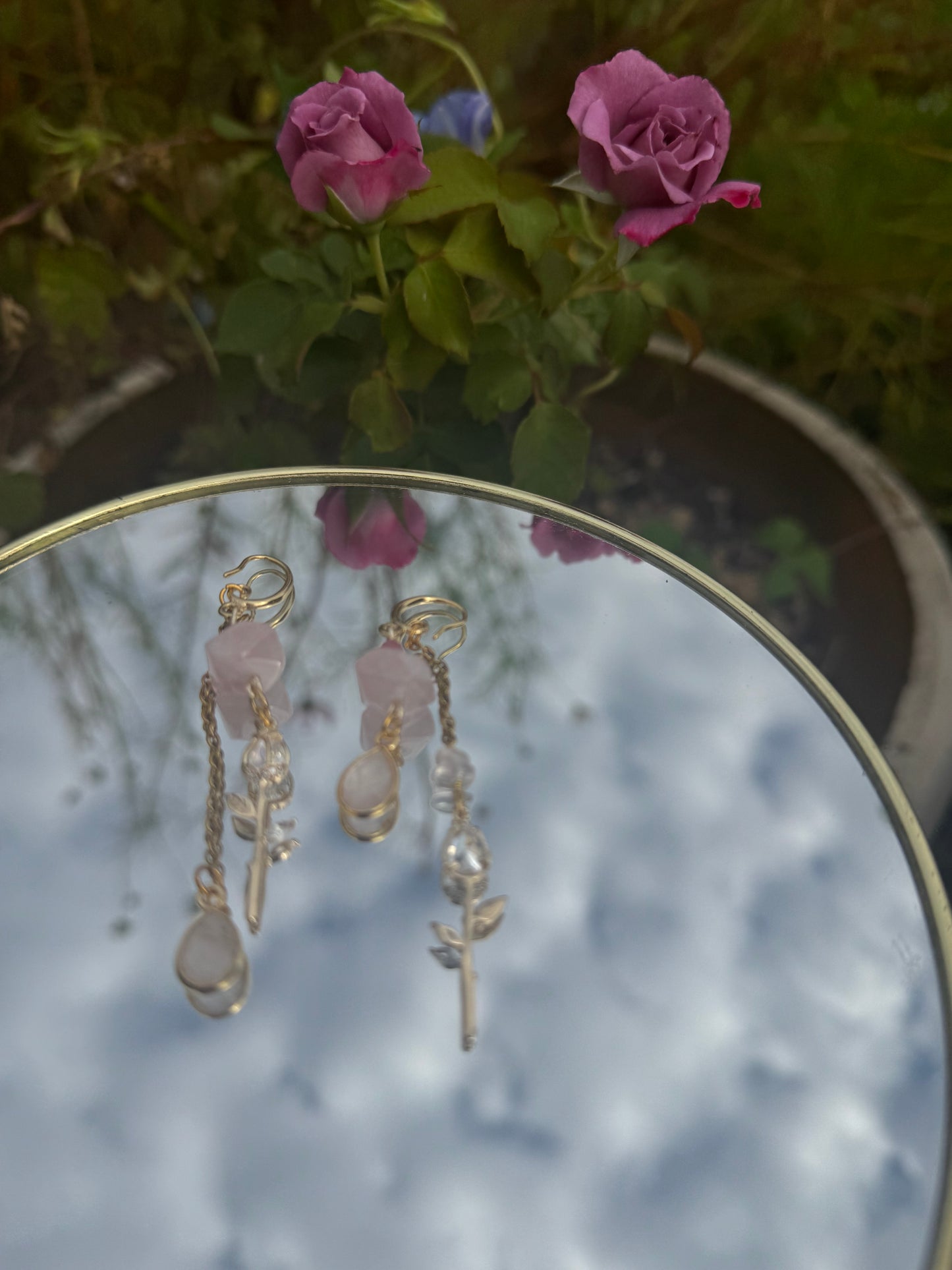 Love story rose dangle earrings