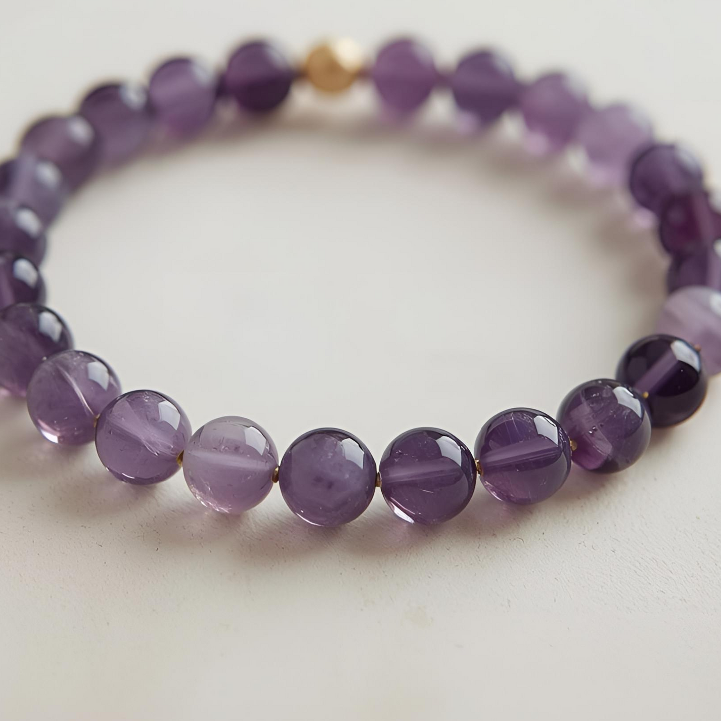 Serene clarity smooth amethyst gemstone stretch bracelet