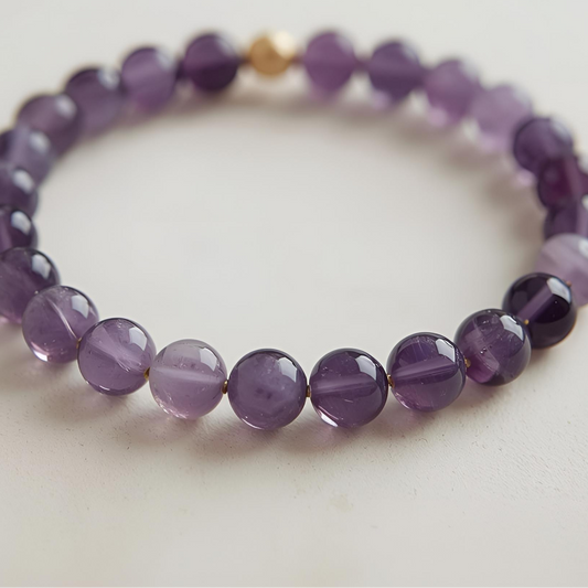 Serene clarity smooth amethyst gemstone stretch bracelet