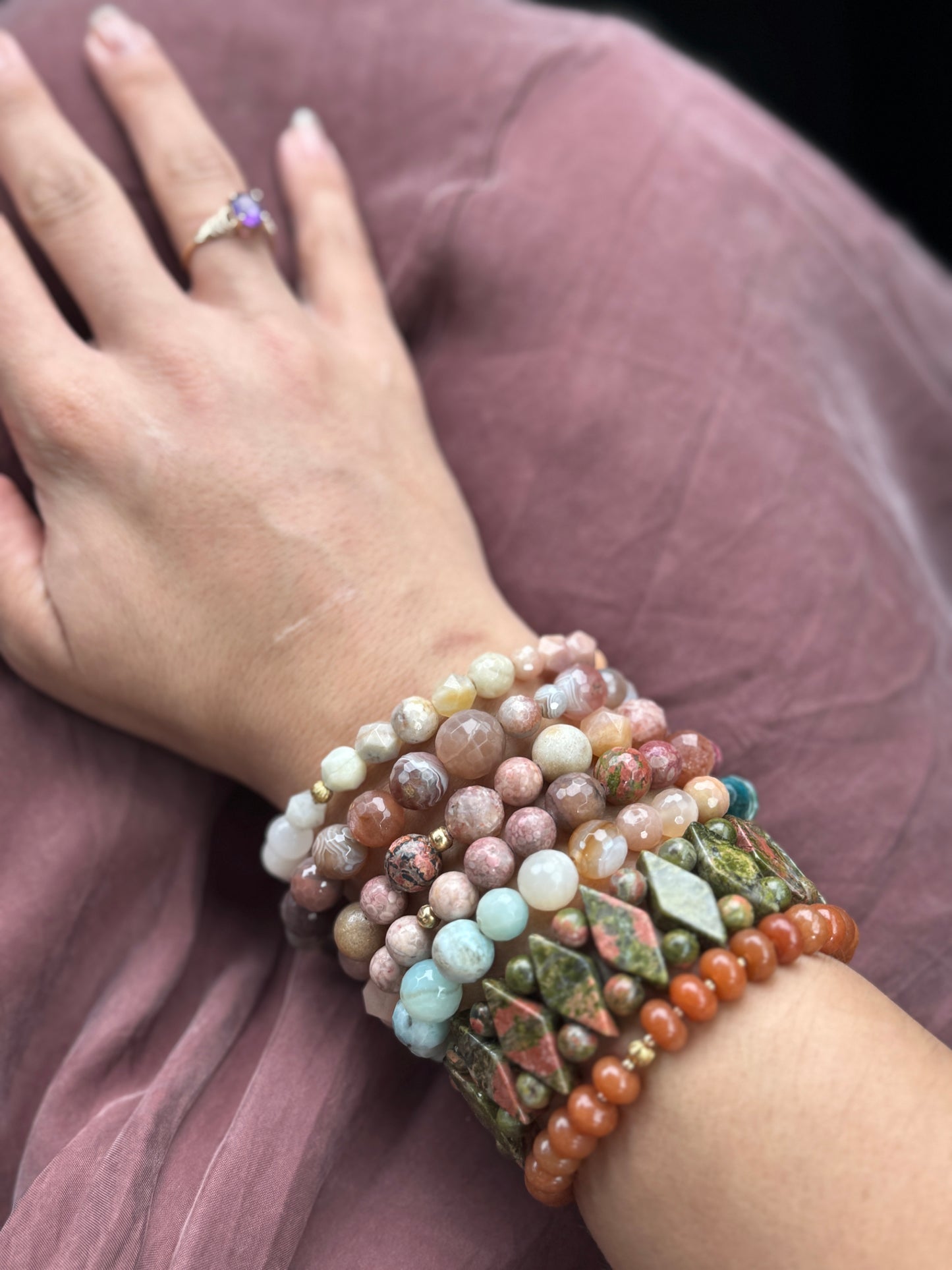 Pick-your-palette gemstone stretch bracelets
