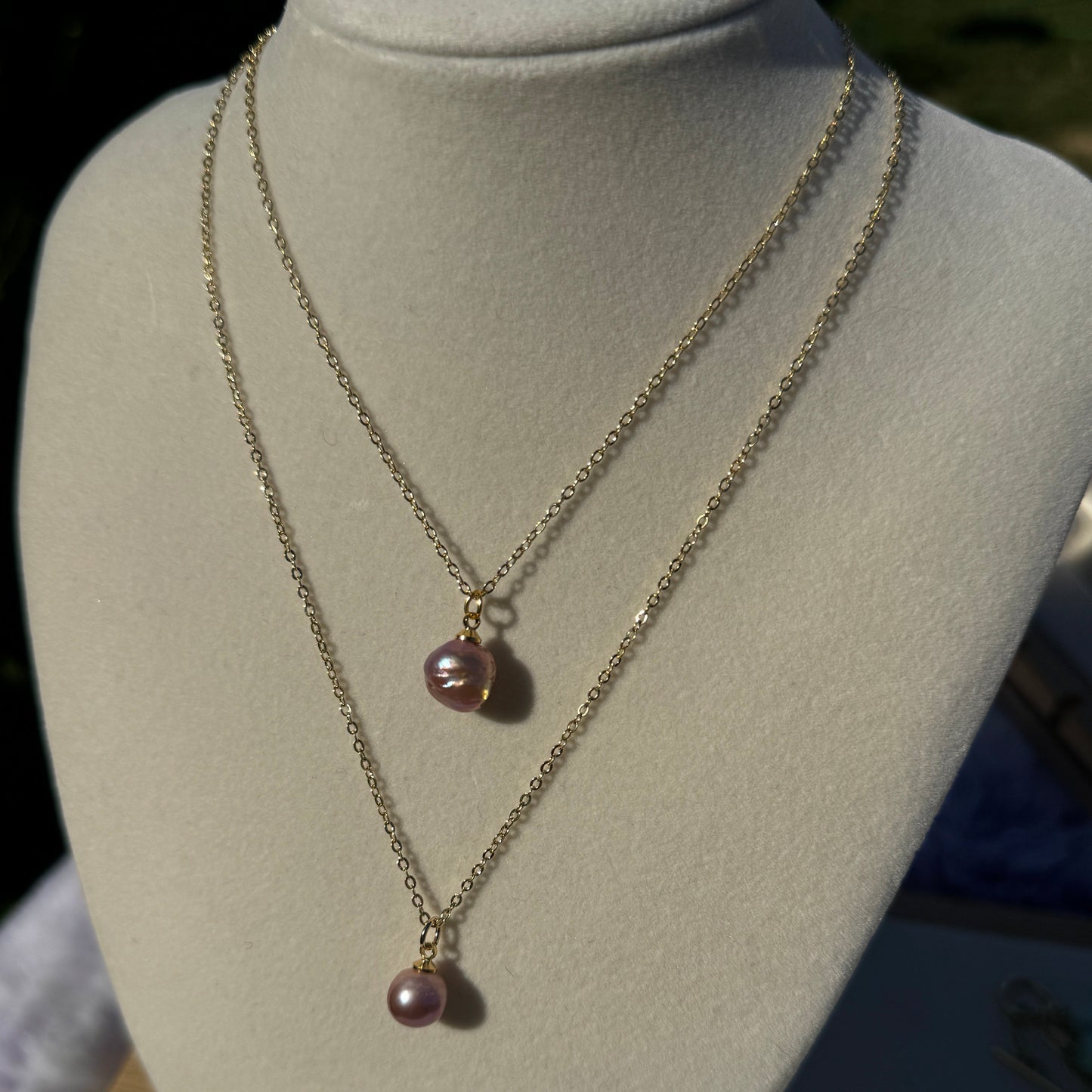 Daughters of Poseidon Purple Pearl Drop Chain Necklace