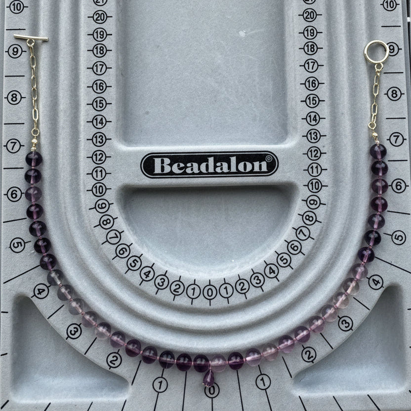 Seaside Serenity Fluorite Crystal Bead + Amethyst Pendant Necklace