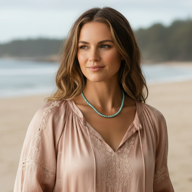 Crystal coast whisper faceted amazonite necklace