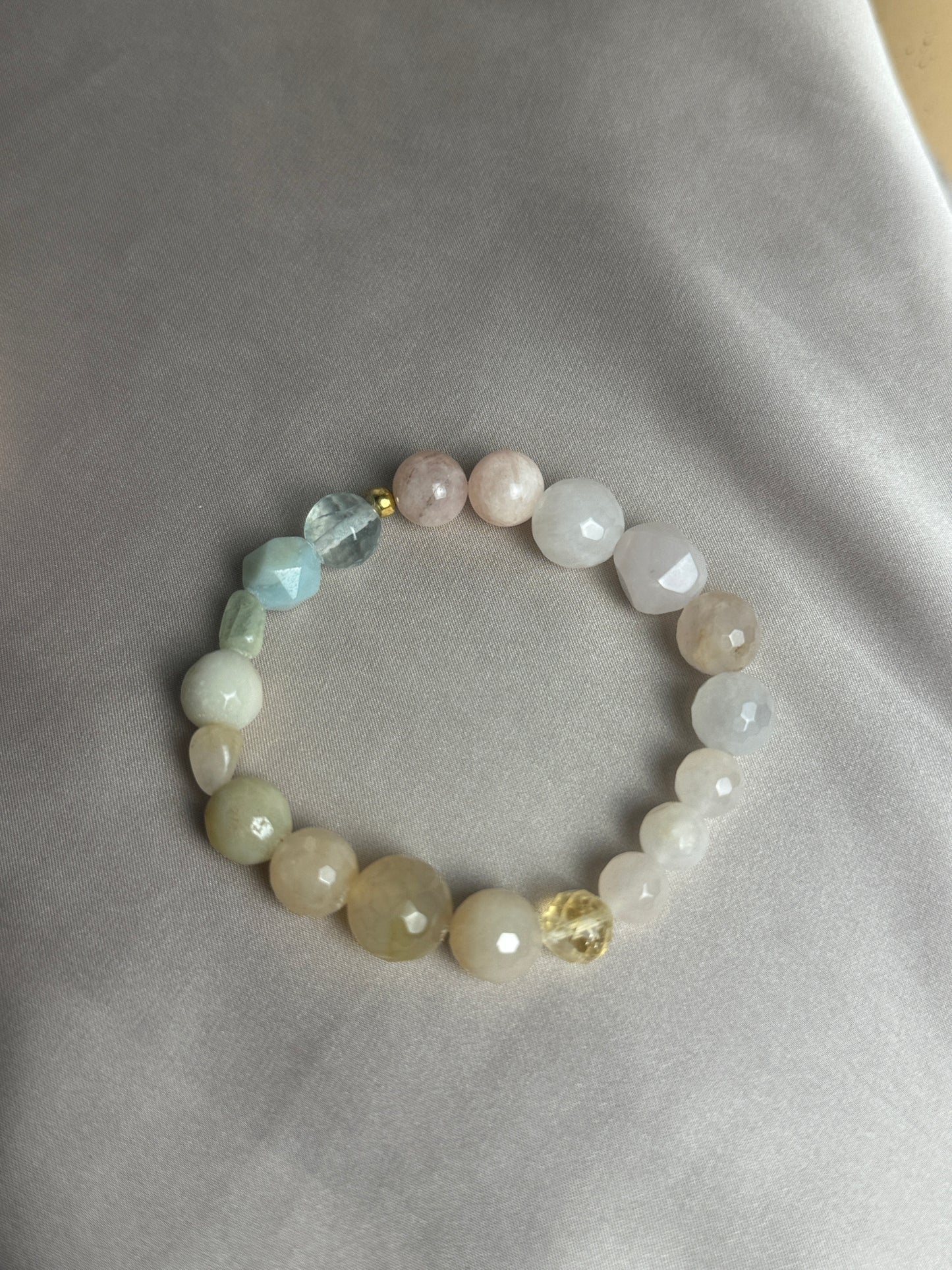 Gentle garden meditation gemstone crystal beaded stretch bracelet