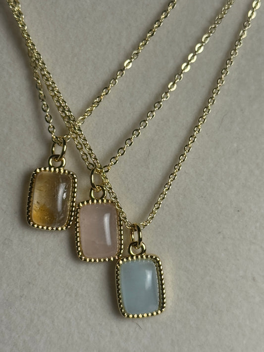 Gemstone puff necklace