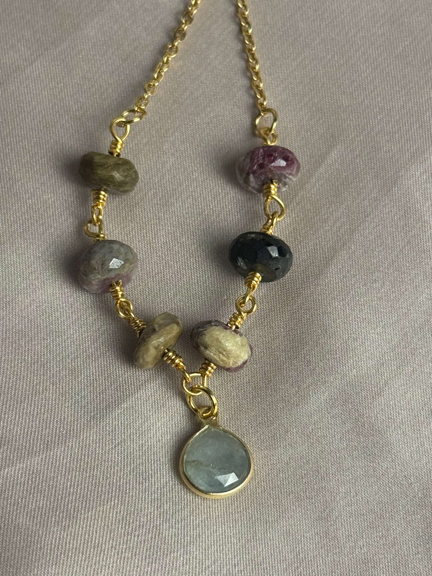 Aquamarine & tourmaline necklace