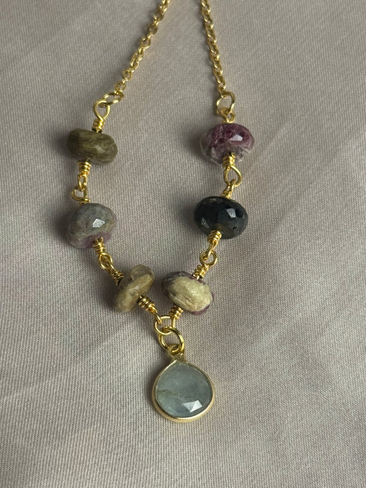 Aquamarine & tourmaline necklace