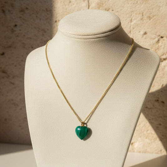 Malachite Devotion Necklace on 16K Gold Filled Chain
