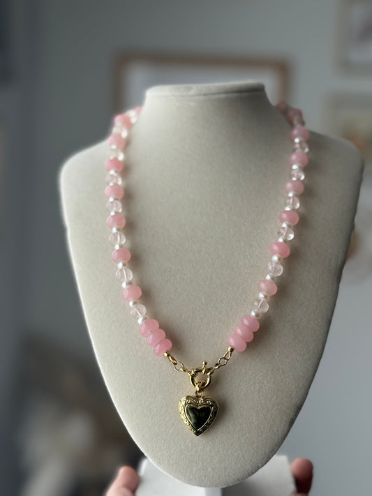 Darling Multi-Gemstone Beaded Necklace: Rose Quartz Edition