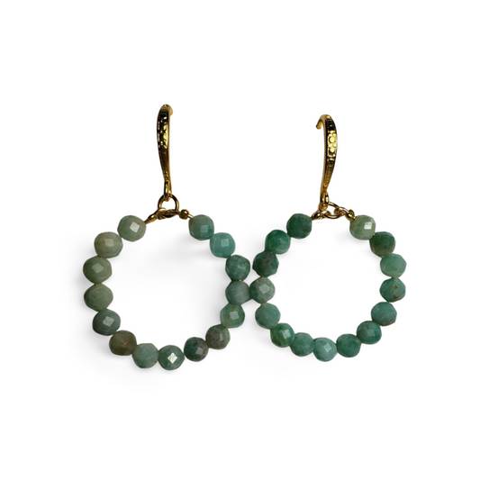 Emerald hoop earrings
