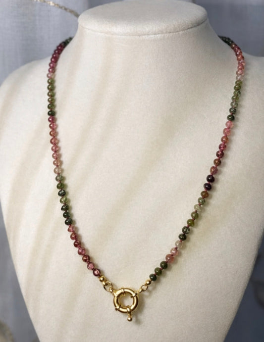 Heart Refresh Tourmaline Silk Knotted Necklace